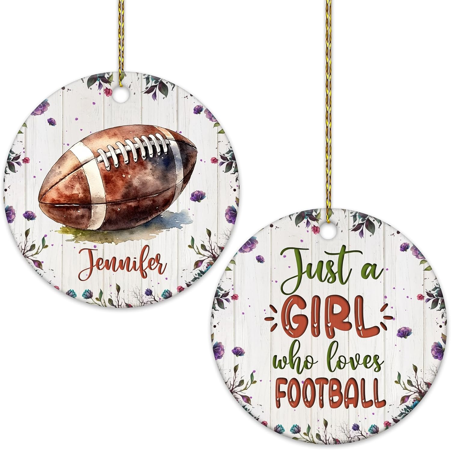 American Football Lover Ceramic Ornament  Just A Girl Who Loves Football Personalized Decoration  Sport Christmas Gift Keepsake