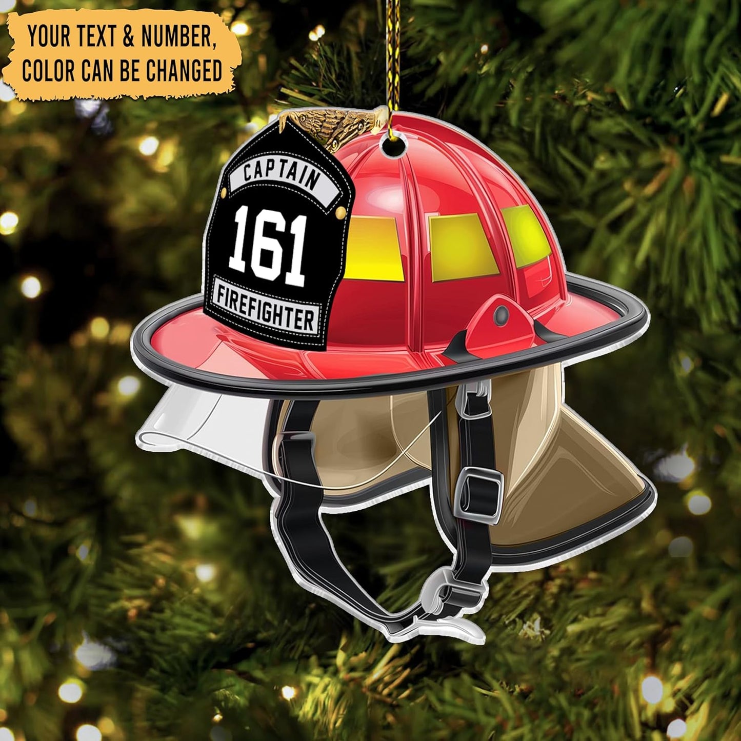 Firefighter Helmet Cut Acrylic Ornament – Personalized Christmas Gift for Fireman, Firefighter, EMT, or First Responder Hero