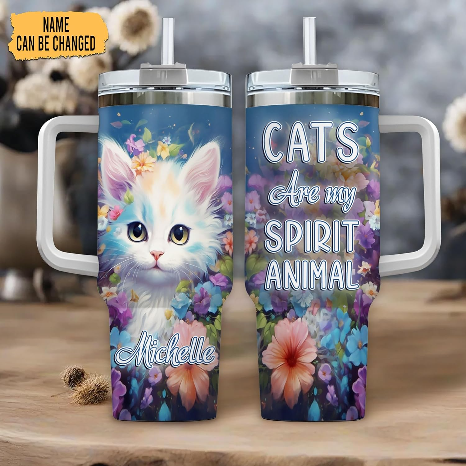 Cat Are My Spirit Animal - Personalized Tumbler 40oz with Straw