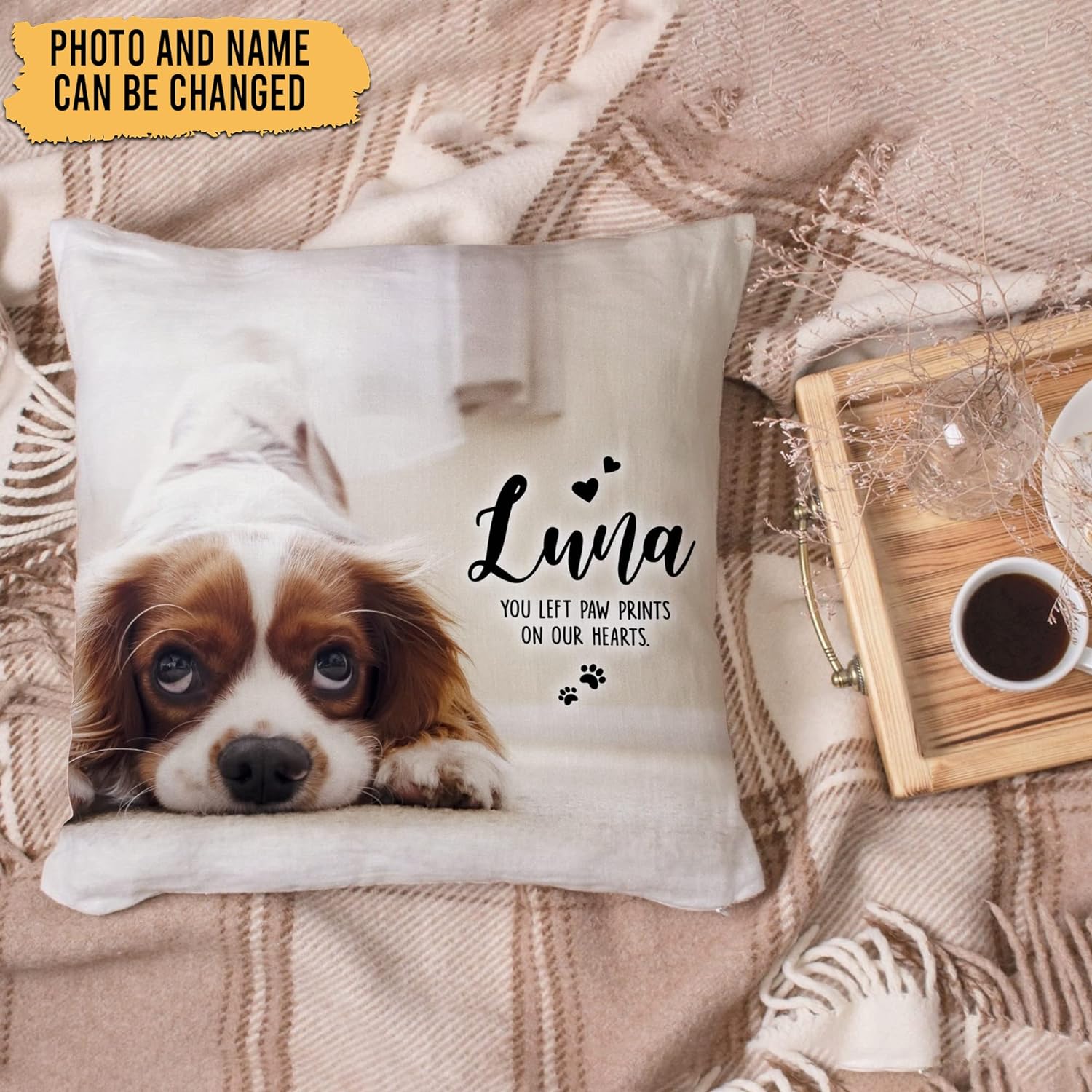 You Left Paw Prints Our Heart - Personalized Photo Pillow