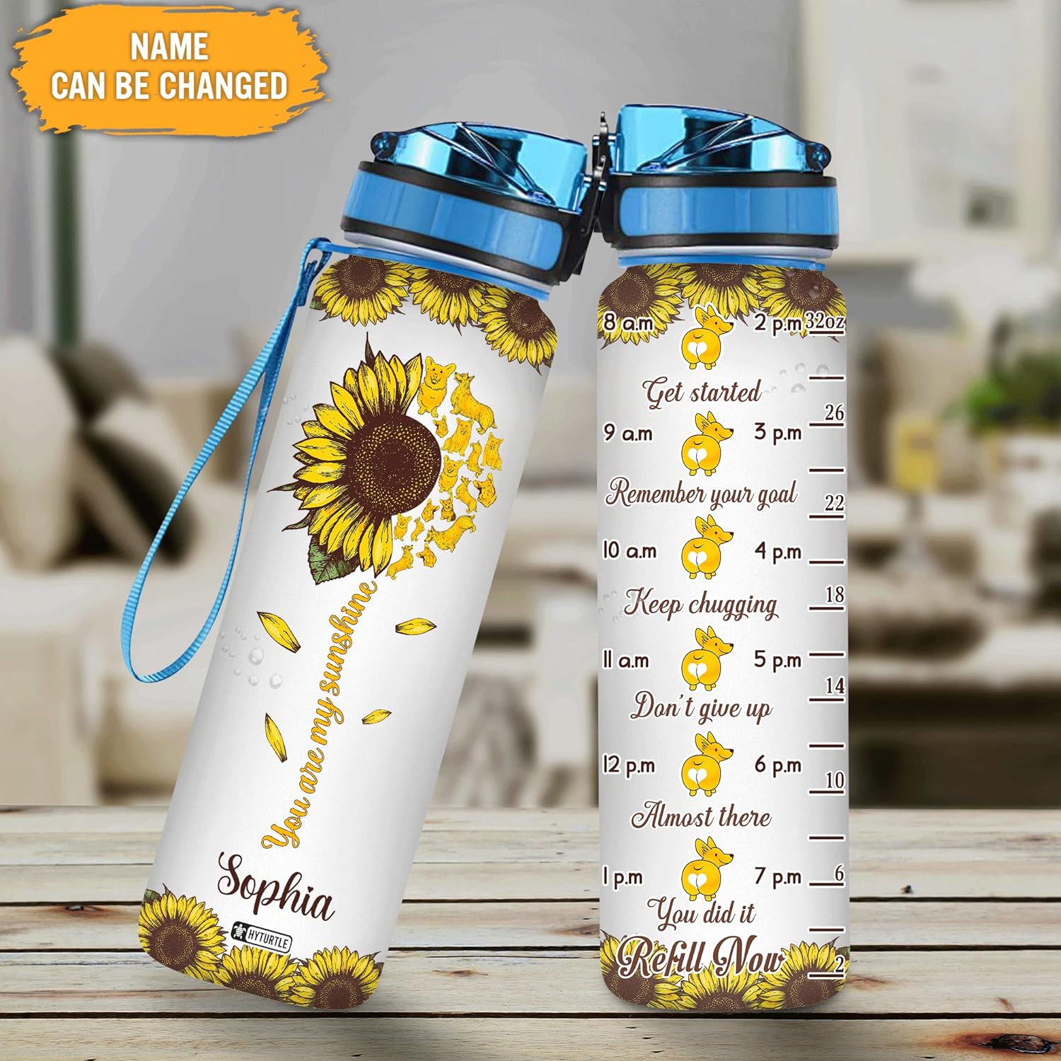 You Are My Sunshine - Personalized Water Tracker Bottle 32oz