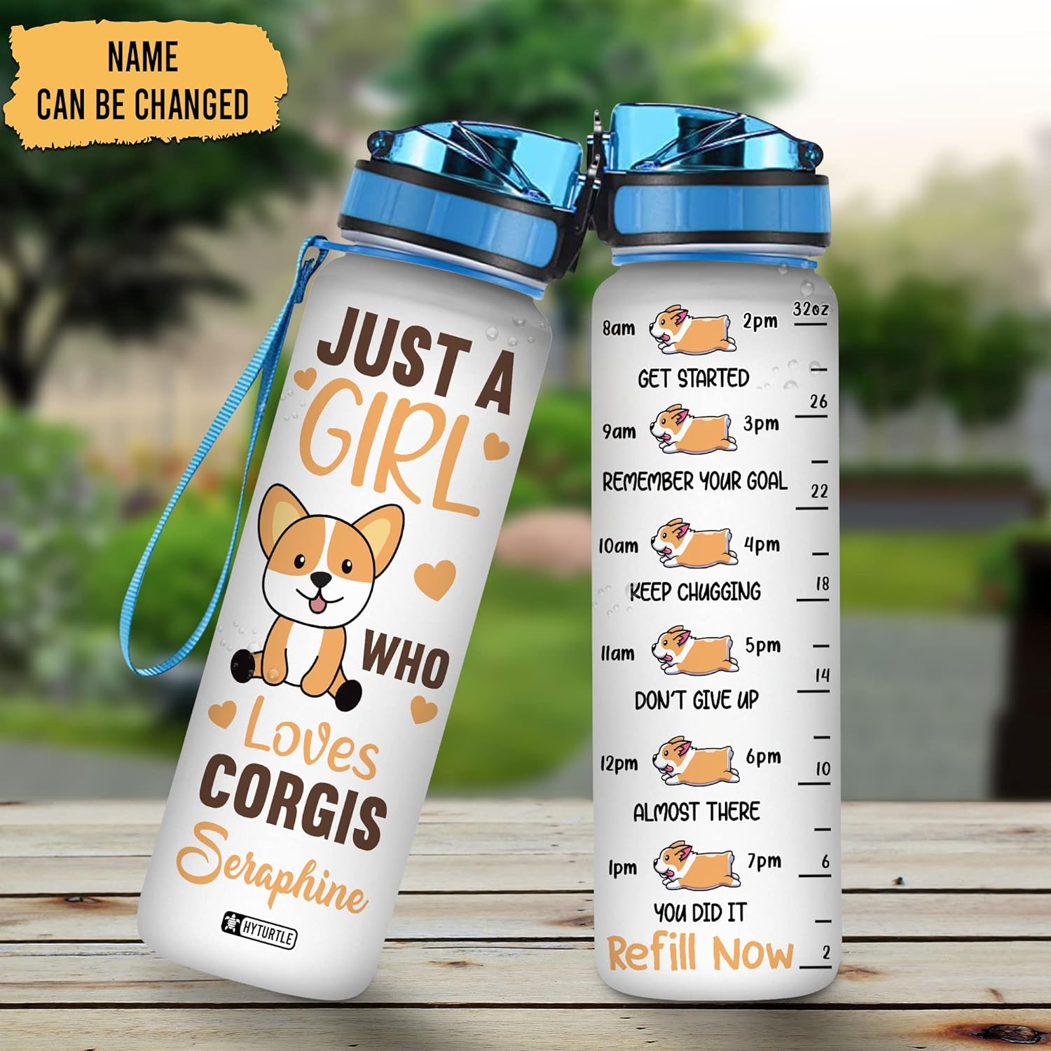 Just A Girl Who Loves Corgi - Personalized Water Tracker Bottle 32oz