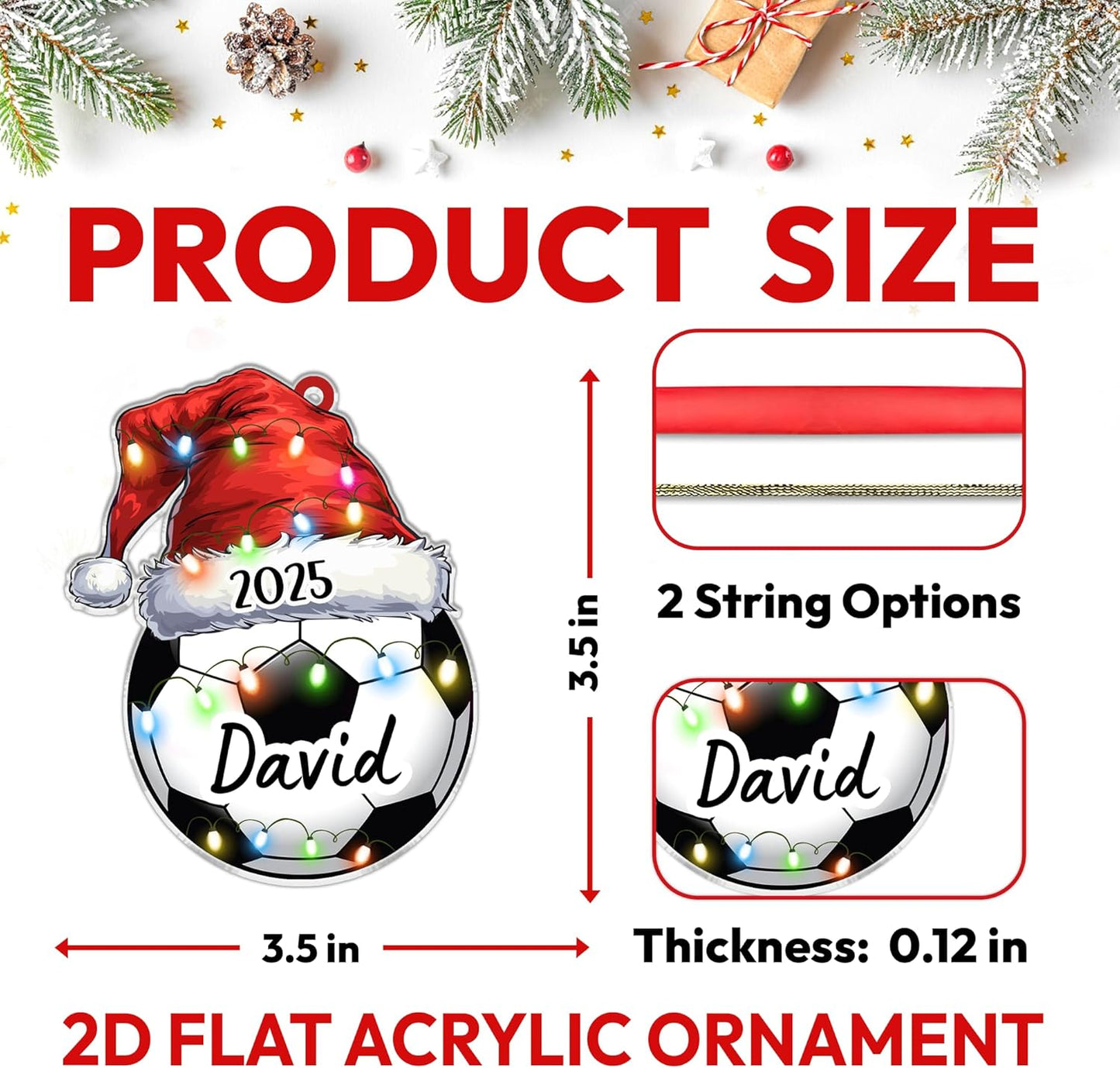 Soccer Player Cut Acrylic Ornament – Personalized Christmas Gift for Coach, Player, or Team Fan – Sports Keepsake Decor