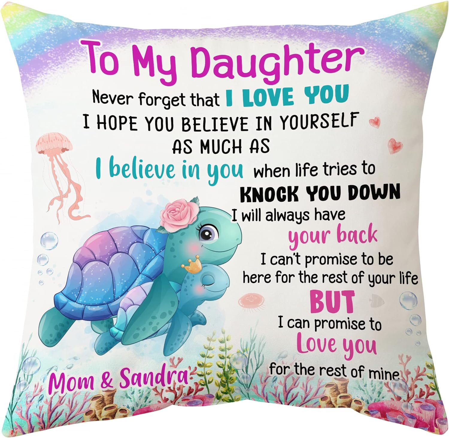 To My Daughter Sea Turtle - Personalized Pillow(Insert Included)