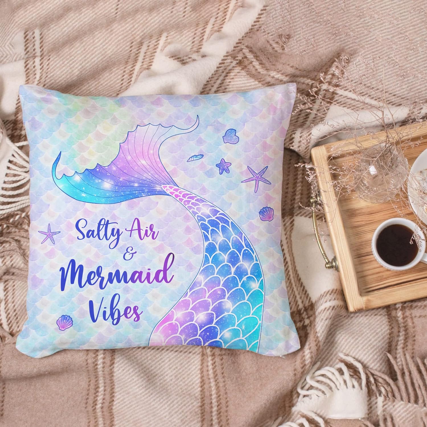 Salty Air & Mermaid Vibes - Pillow (Insert Included)