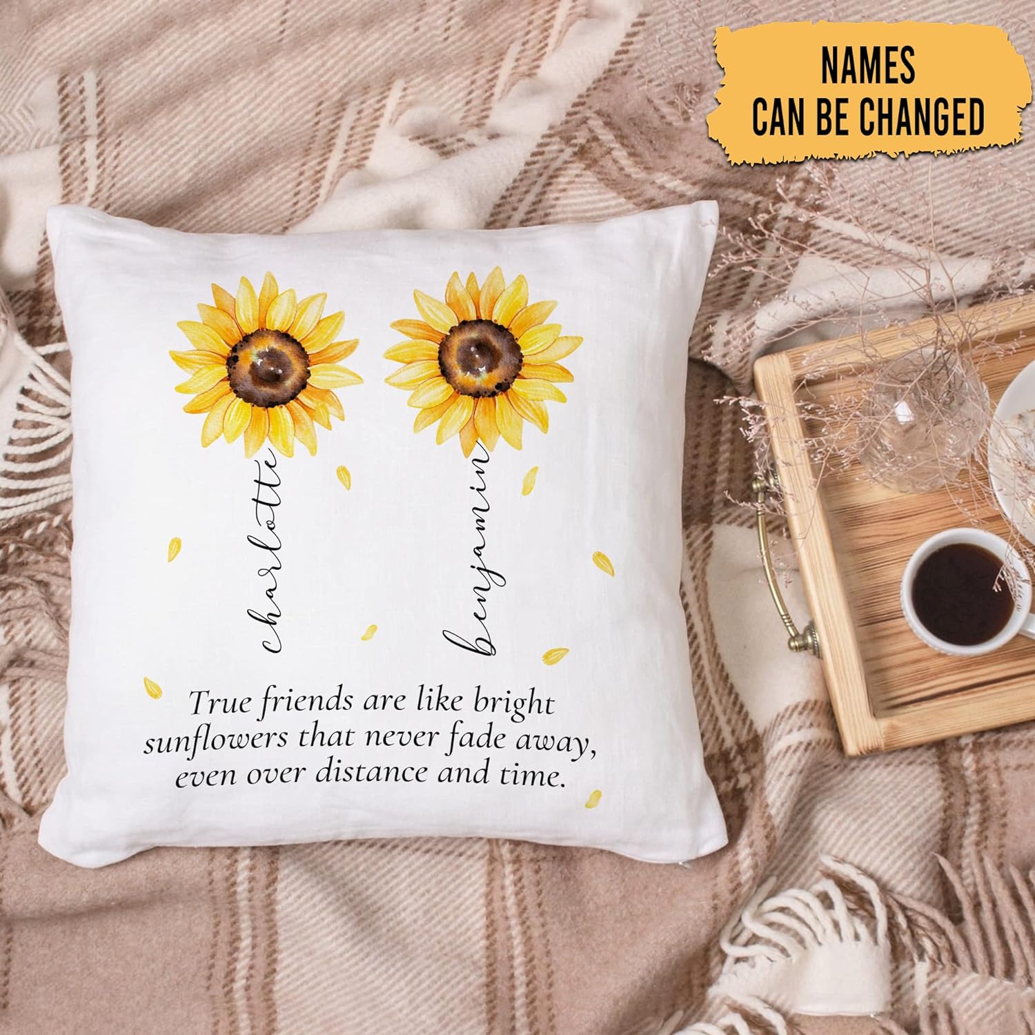 Best Friend Sunflower - Personalized Pillow (Insert Included)