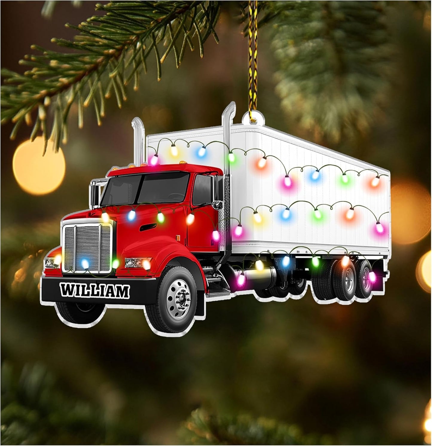 Truck Cut Acrylic Ornament – Personalized Christmas Gift for Driver, Trucker, or Dad