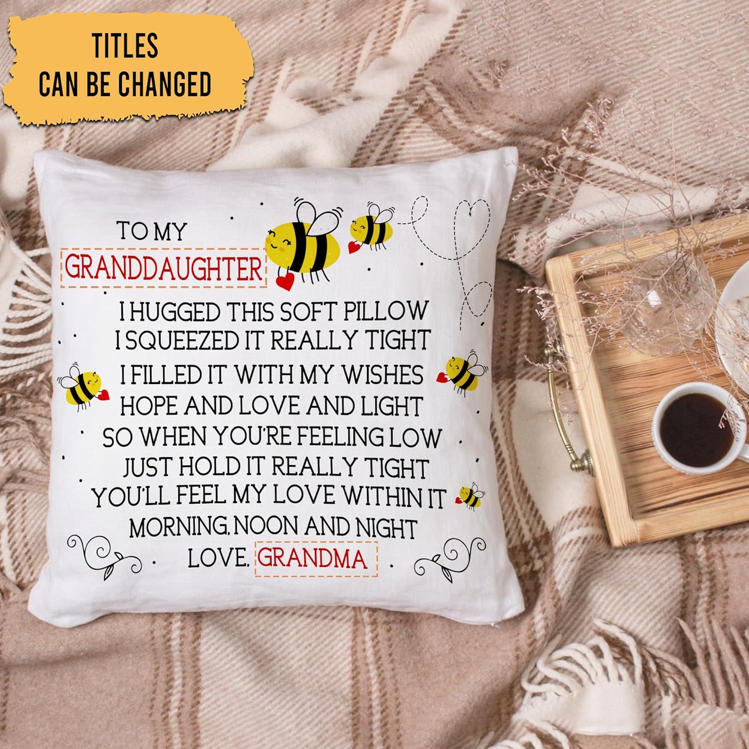 To My Granddaughter Bee - Personalized  Pillow (Insert Included)