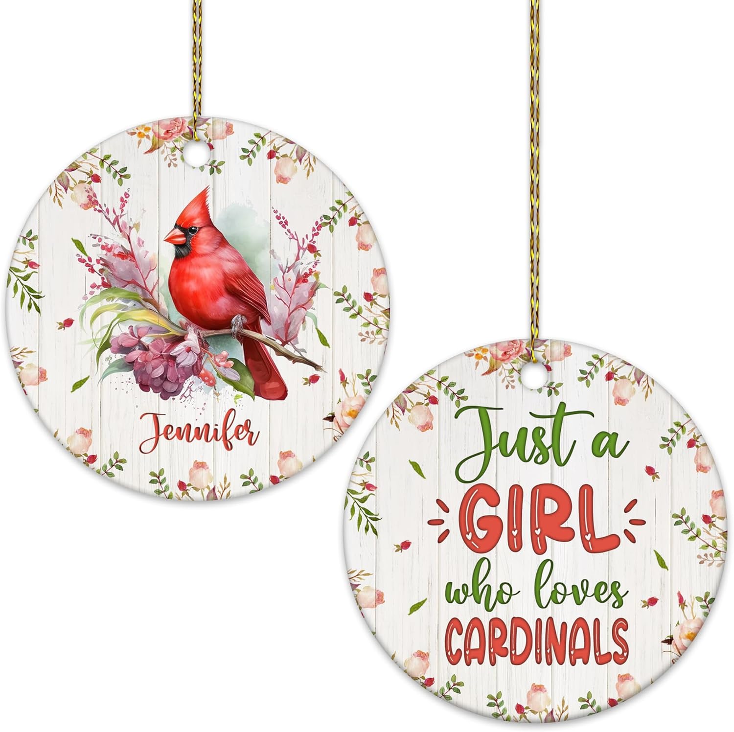 Cardinal Ceramic Ornament  Personalized Holiday Keepsake with Custom Name  Unique Gift for Bird Lovers