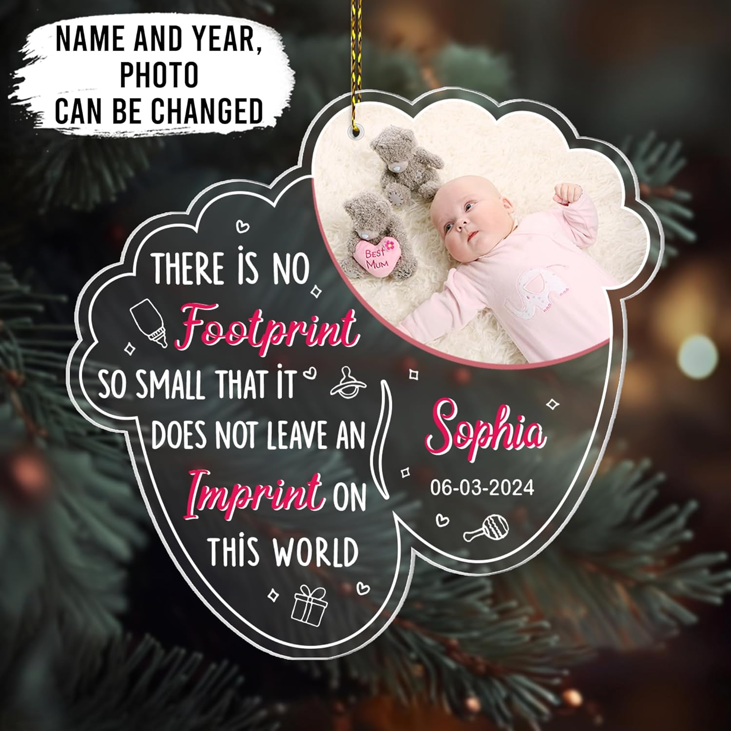 Angel Baby Memorial Cut Acrylic Ornament – Personalized Sympathy Gift for Infant Loss or Grieving Parents – Remembrance Tree Keepsake