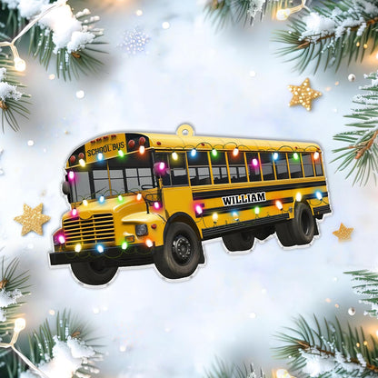 School Bus Cut Acrylic Ornament – Personalized Christmas Gift for Bus Driver, Teacher, or Student