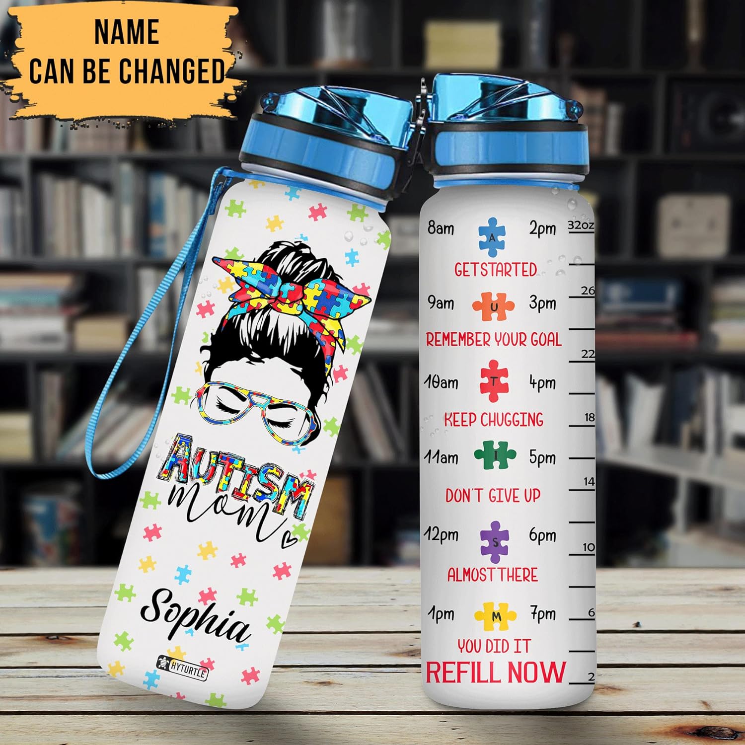 Autism Mom - Personalized Water Tracker Bottle 32oz