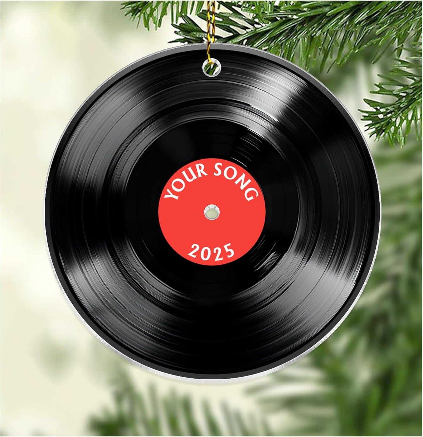 Vinyl Record Cut Acrylic Ornament – Personalized Music Christmas Gift for DJ, Musician, or Retro Lover
