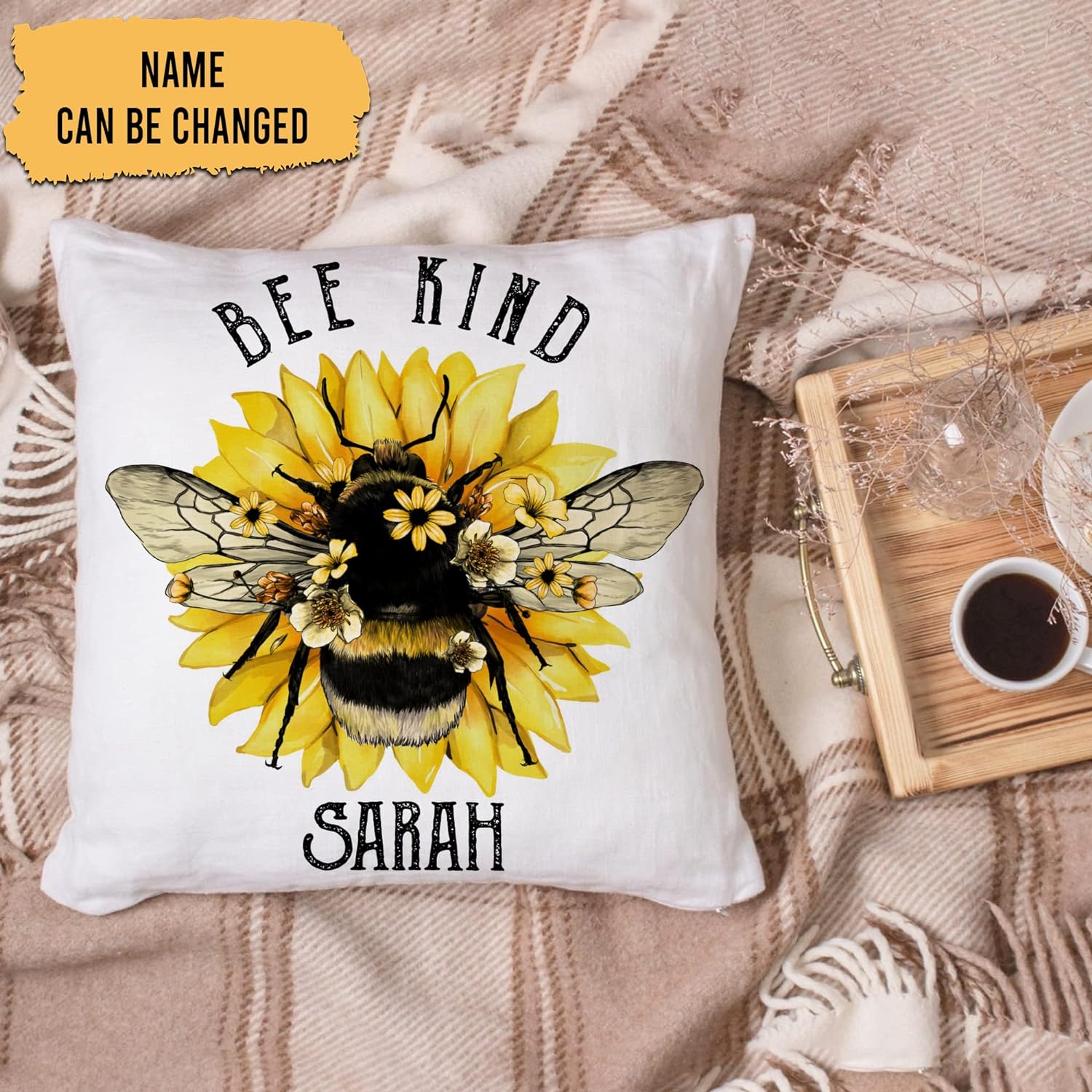 Bee Kind - Personalized Pillow (Insert Included)