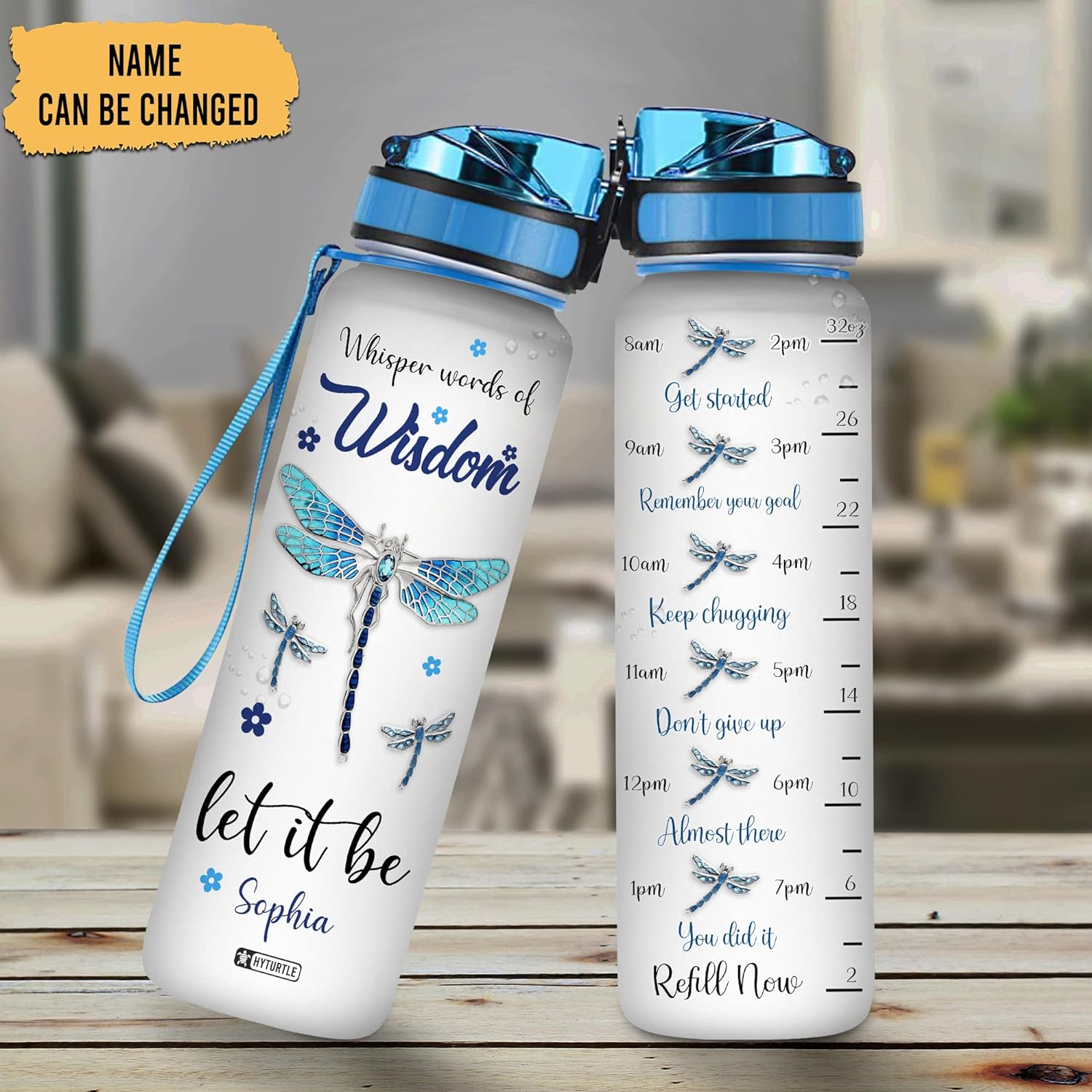 Whisper Words Of Wisdom - Personalized Water Tracker Bottle 32oz