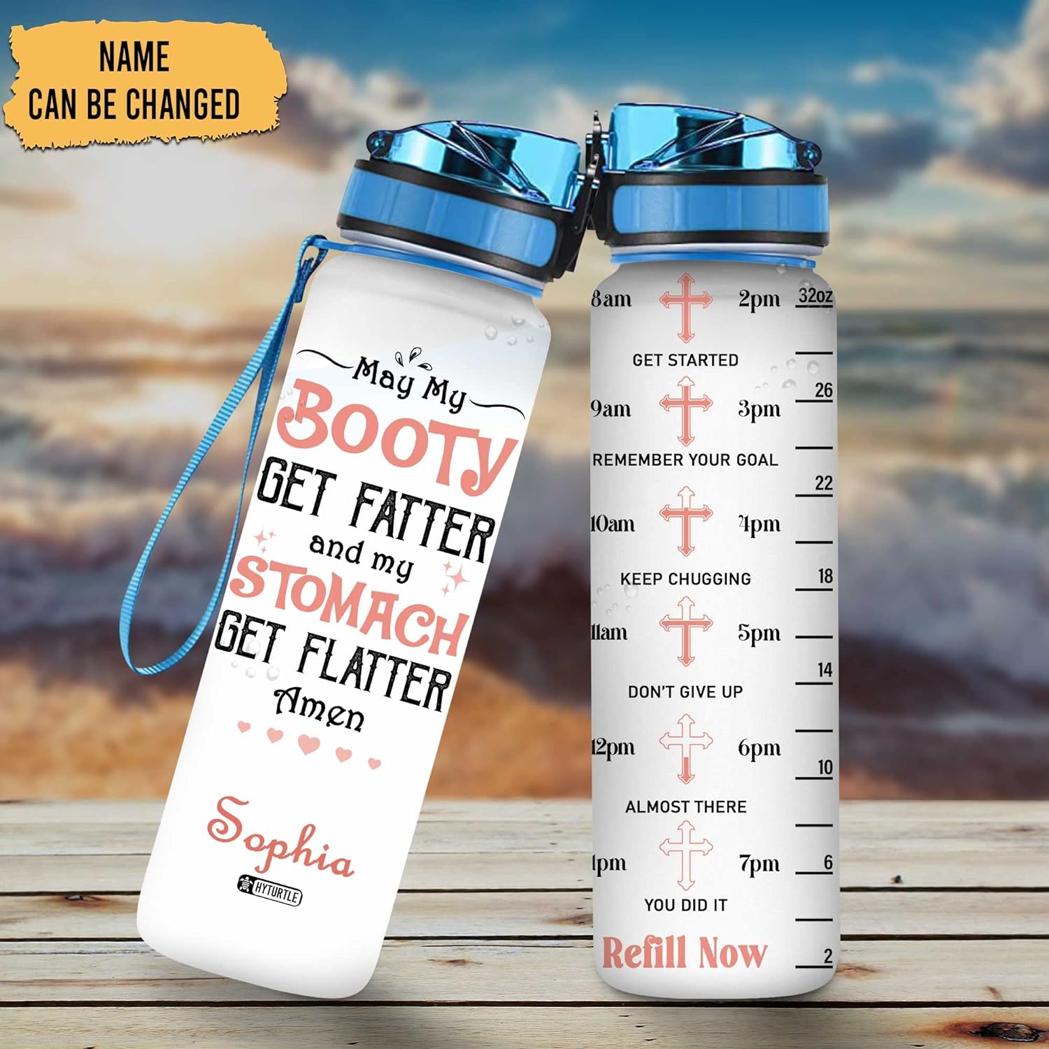 My Stomach Get Flatter - Personalized Water Tracker Bottle 32oz