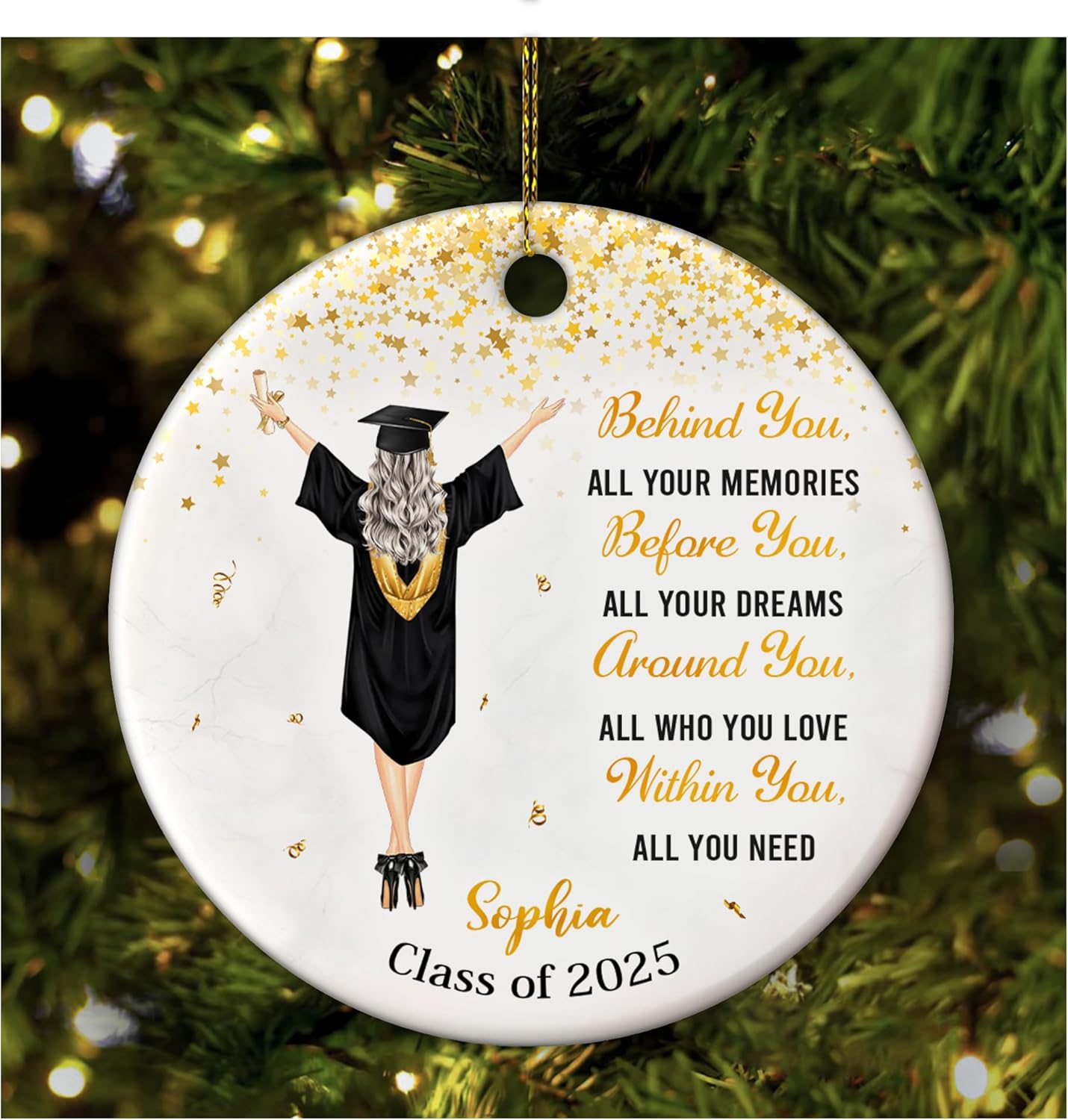 Graduation Ceramic Ornament  Personalized Class of 2024 Keepsake  Holiday Decoration & Graduation Gift for Students