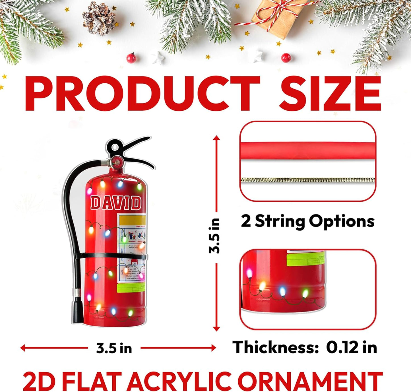 Fire Extinguisher Cut Acrylic Ornament – Personalized Christmas Gift for Firefighter, EMT, or Fire Department Member