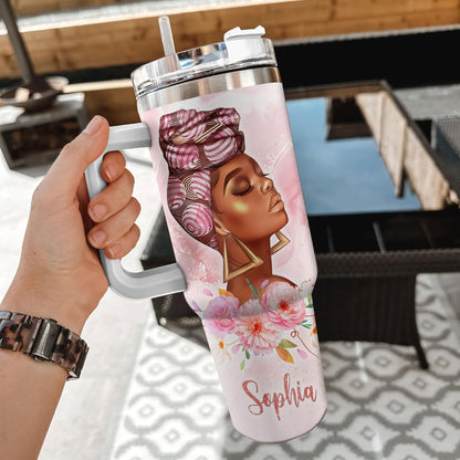 Christian Woman Tumbler 40oz with Handle & Straw – Personalized Stainless Steel Insulated Cup with Lid – Inspirational Faith Gift for Women
