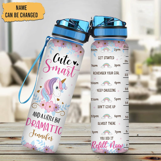 Cute Unicorn Water Bottle Tracker 32oz – Personalized Birthday Gift for Kids & Unicorn Lovers