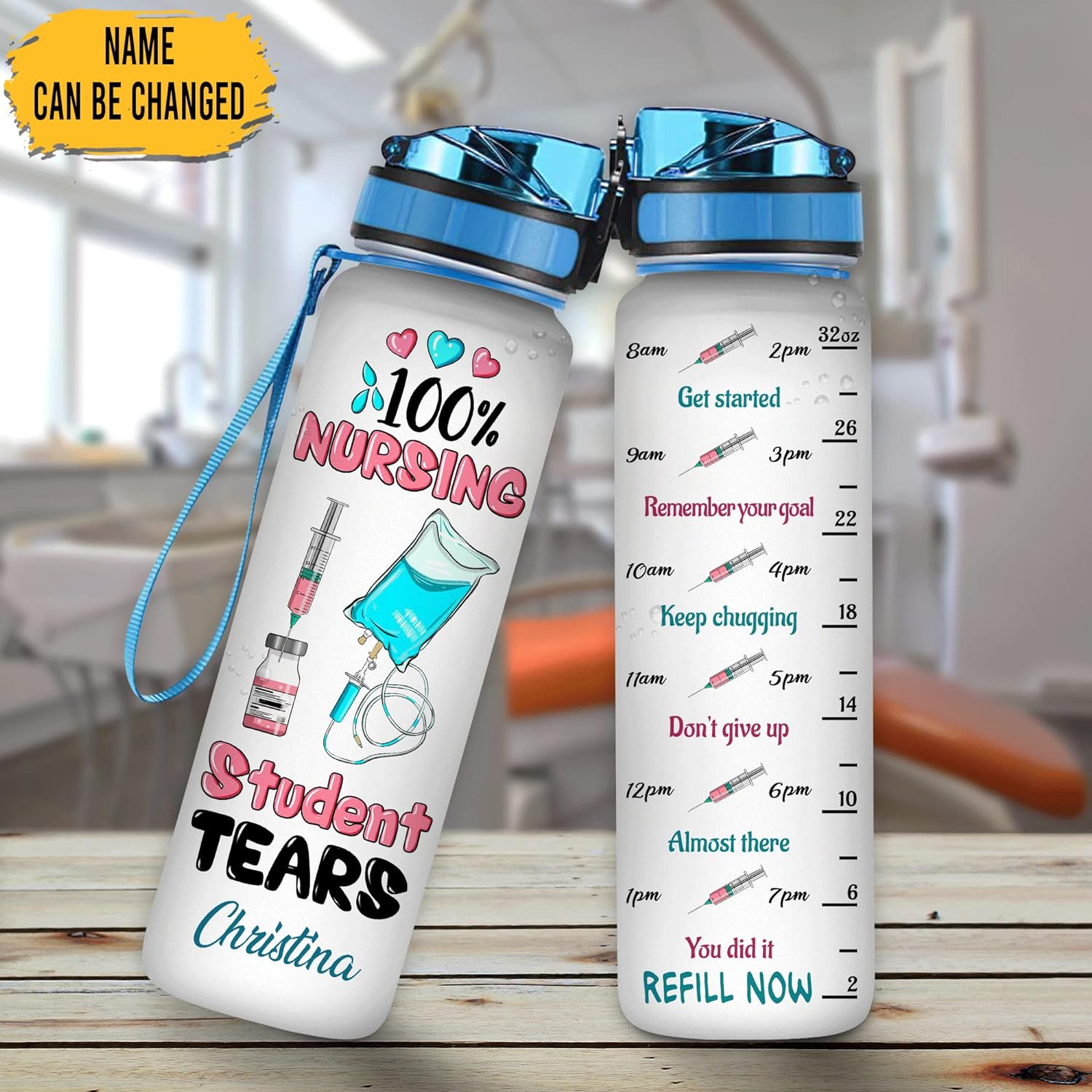 Nurse Nursing Student Tears - Personalized Water Tracker Bottle 32oz