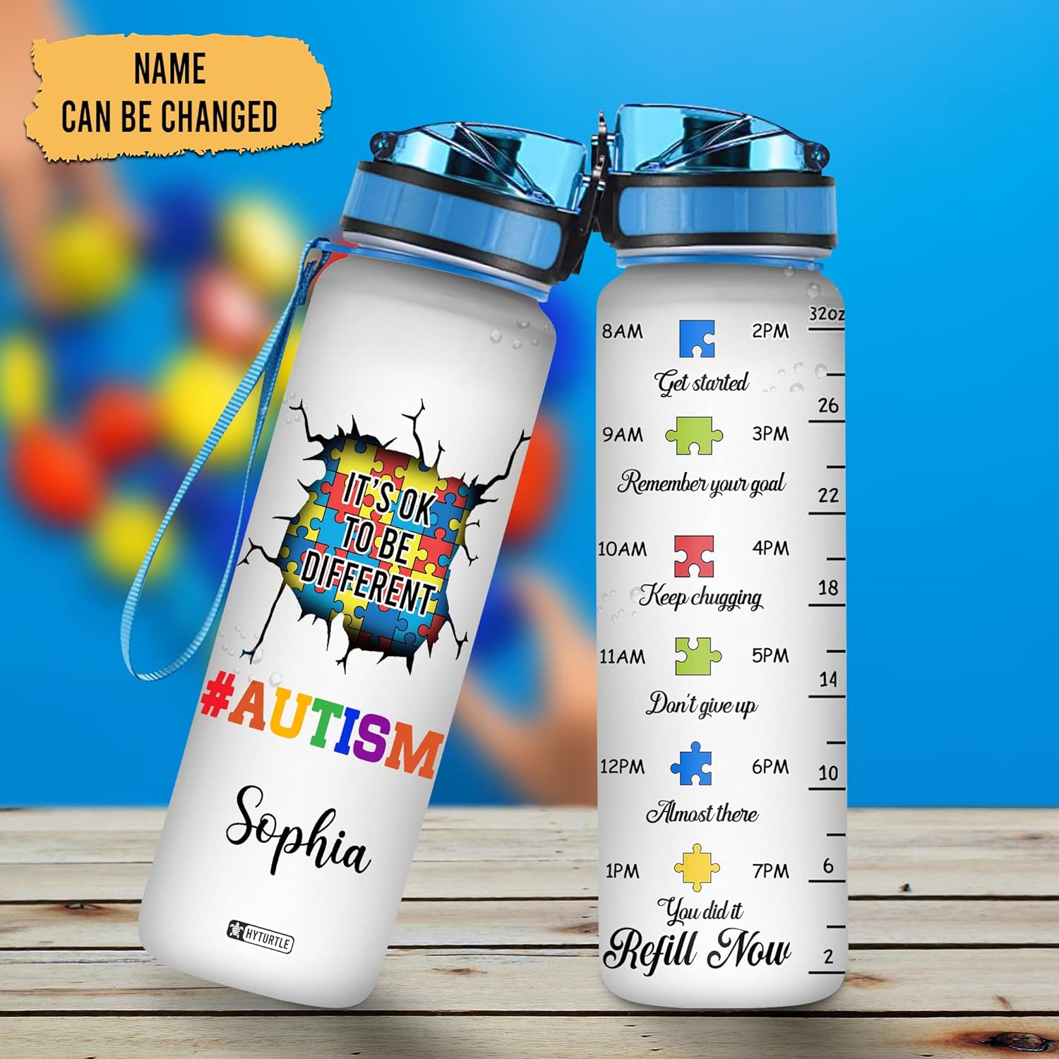 It's Ok To Be Different - Personalized Water Tracker Bottle 32oz