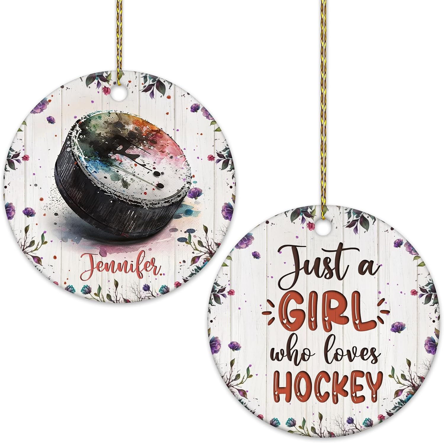Hockey Ceramic Ornament  Personalized Sports Lover Christmas Decoration  Unique Holiday Gift Keepsake for Girls & Coaches