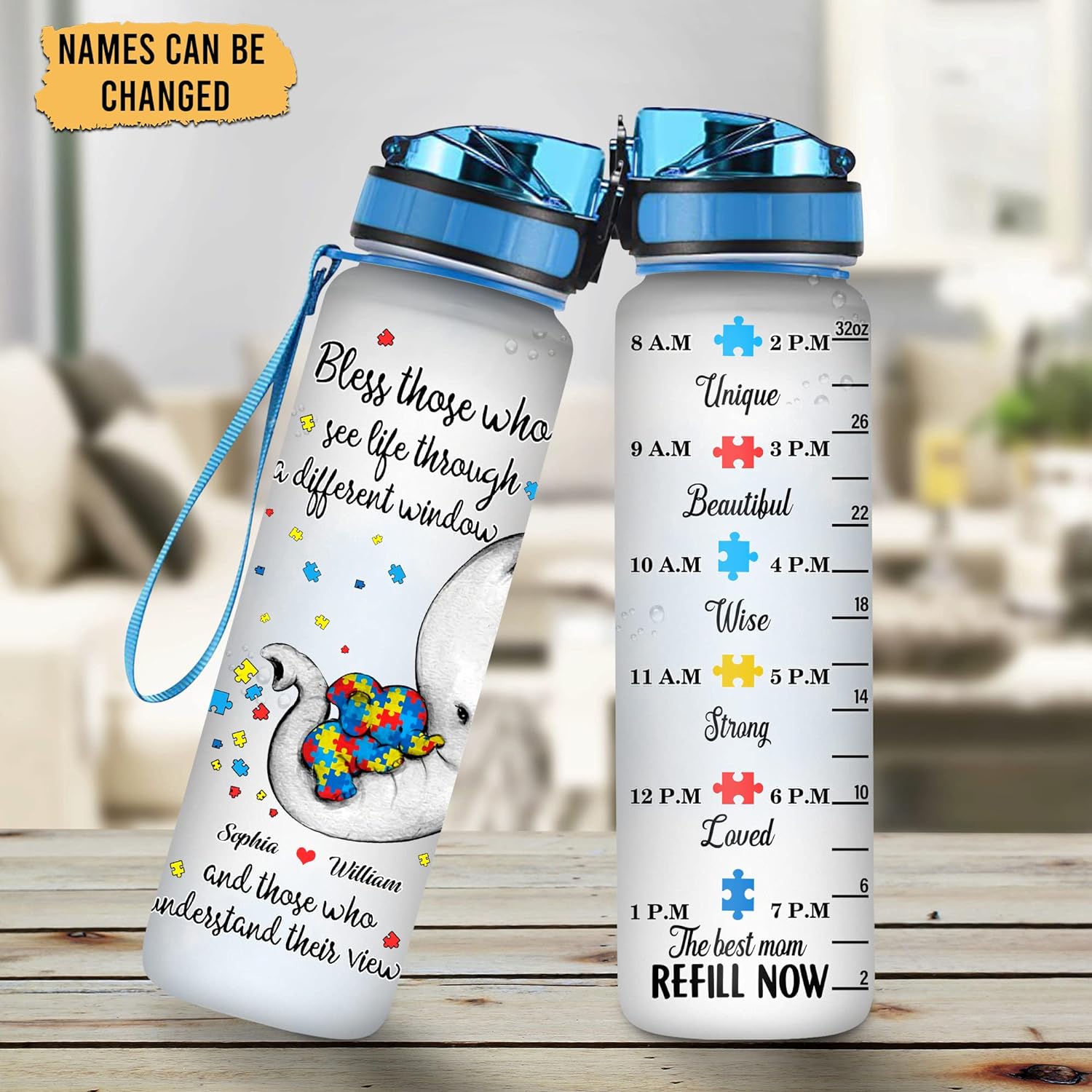 Bless Those Who See Life Through - Personalized Water Tracker Bottle 32oz