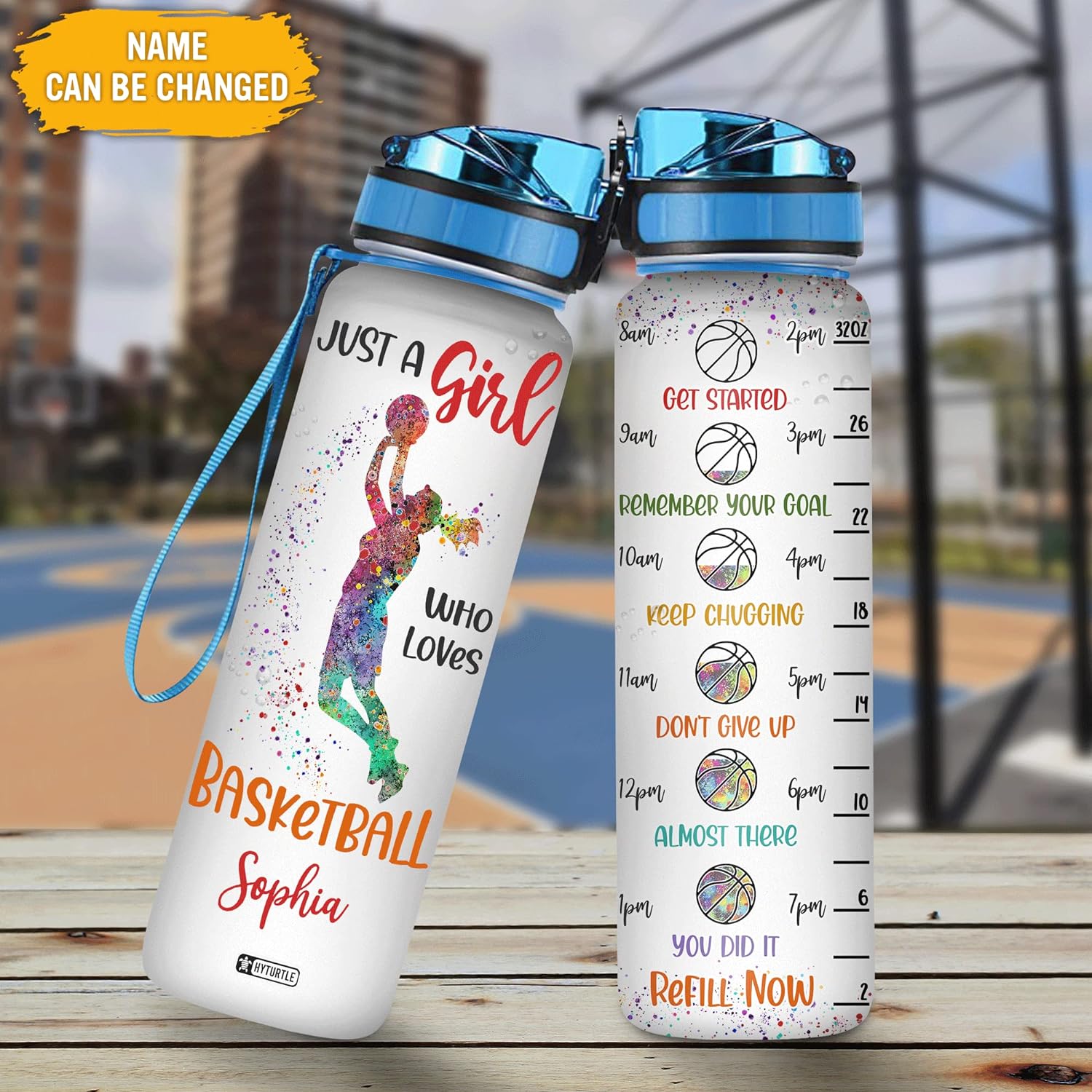 Just A Girl Who Loves Basketball - Personalized Water Tracker Bottle 32oz