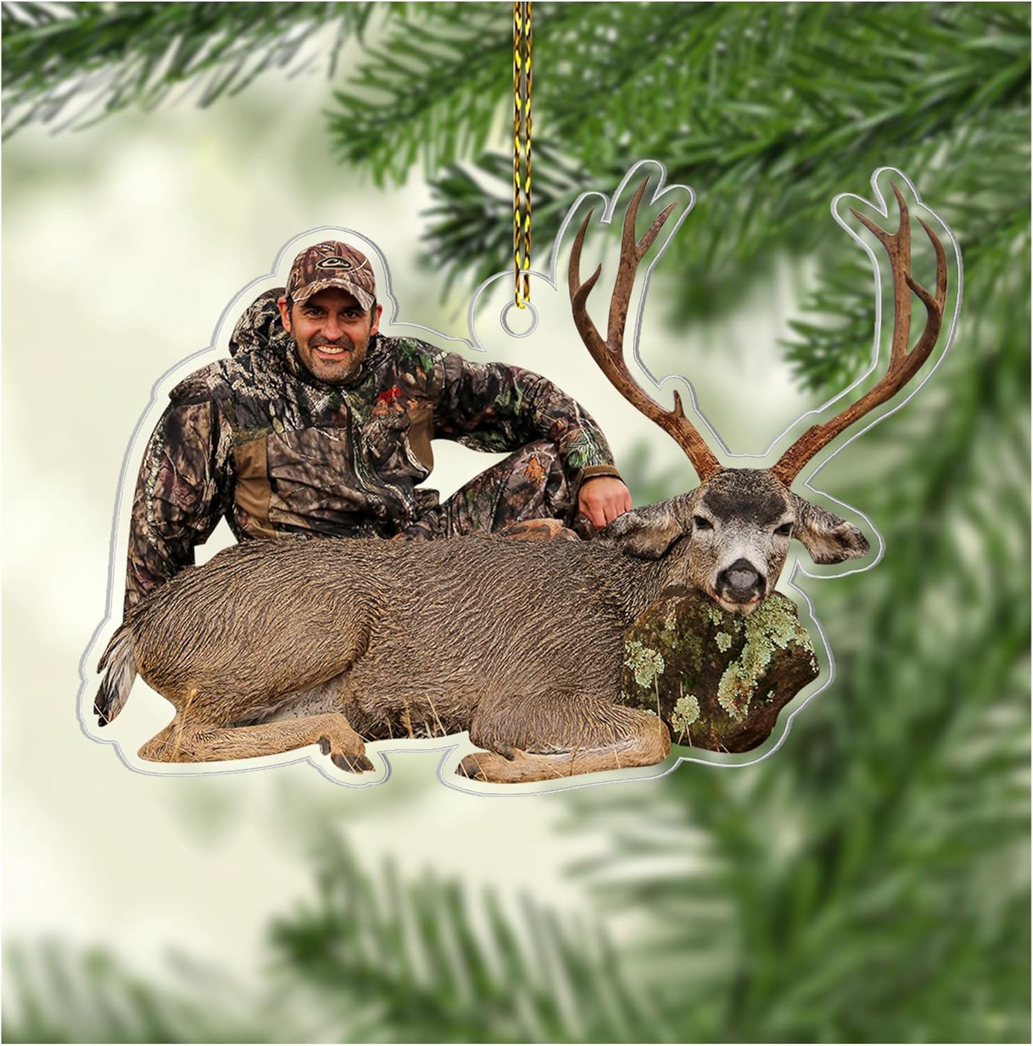 Deer Hunter Personalized Acrylic Ornament – Custom Photo Hunting Keepsake – Unique Christmas Gift for Outdoor Men and Nature Lovers