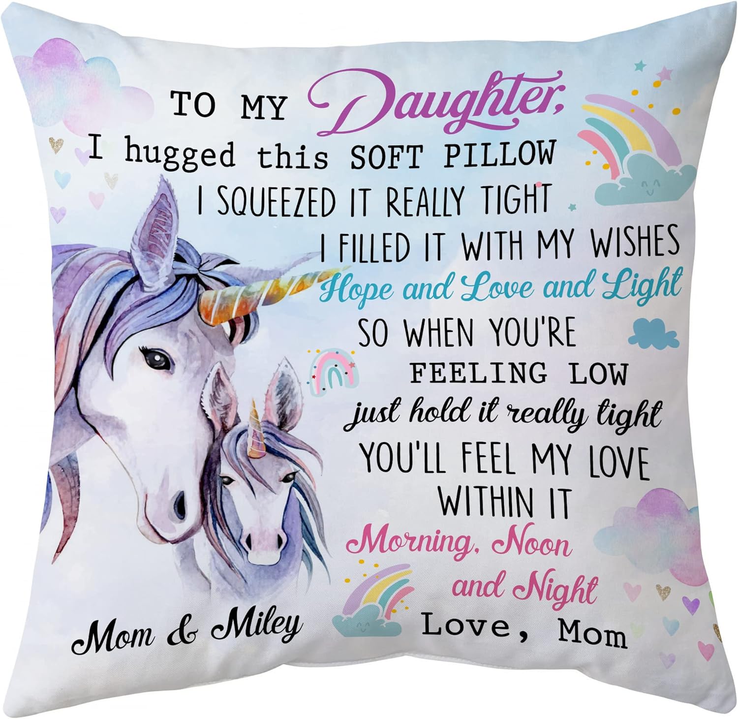 To My Daughter Unicorn - Personalized Pillow(Insert Included)