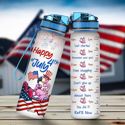 Happy 4th Of July - Water Tracker Bottle 32oz