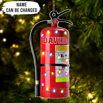 Fire Extinguisher Cut Acrylic Ornament – Personalized Christmas Gift for Firefighter, EMT, or Fire Department Member