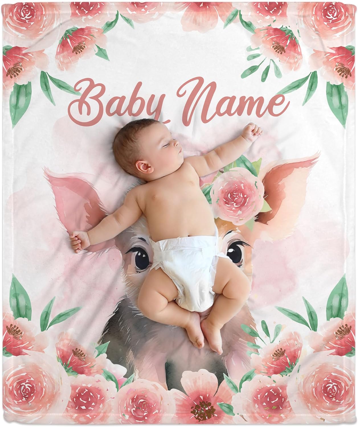 Pig Pattern Baby Blanket - Personalized Blanket