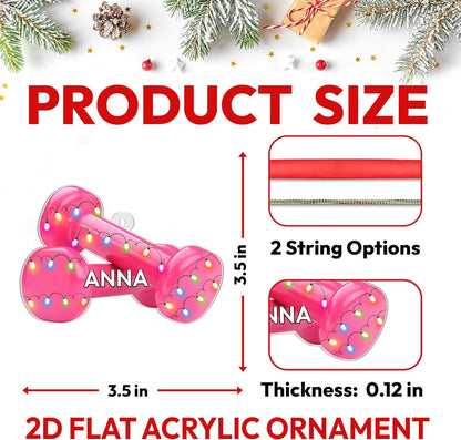 Pink Dumbbell Cut Acrylic Ornament – Personalized Christmas Gift for Gym Lover, Trainer, or Athlete