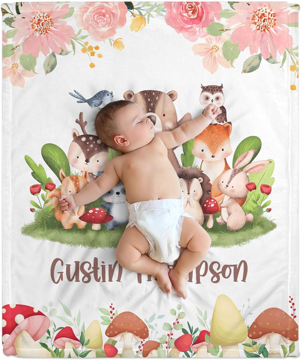 Woodland Animal Baby Blanket - Personalized Blanket