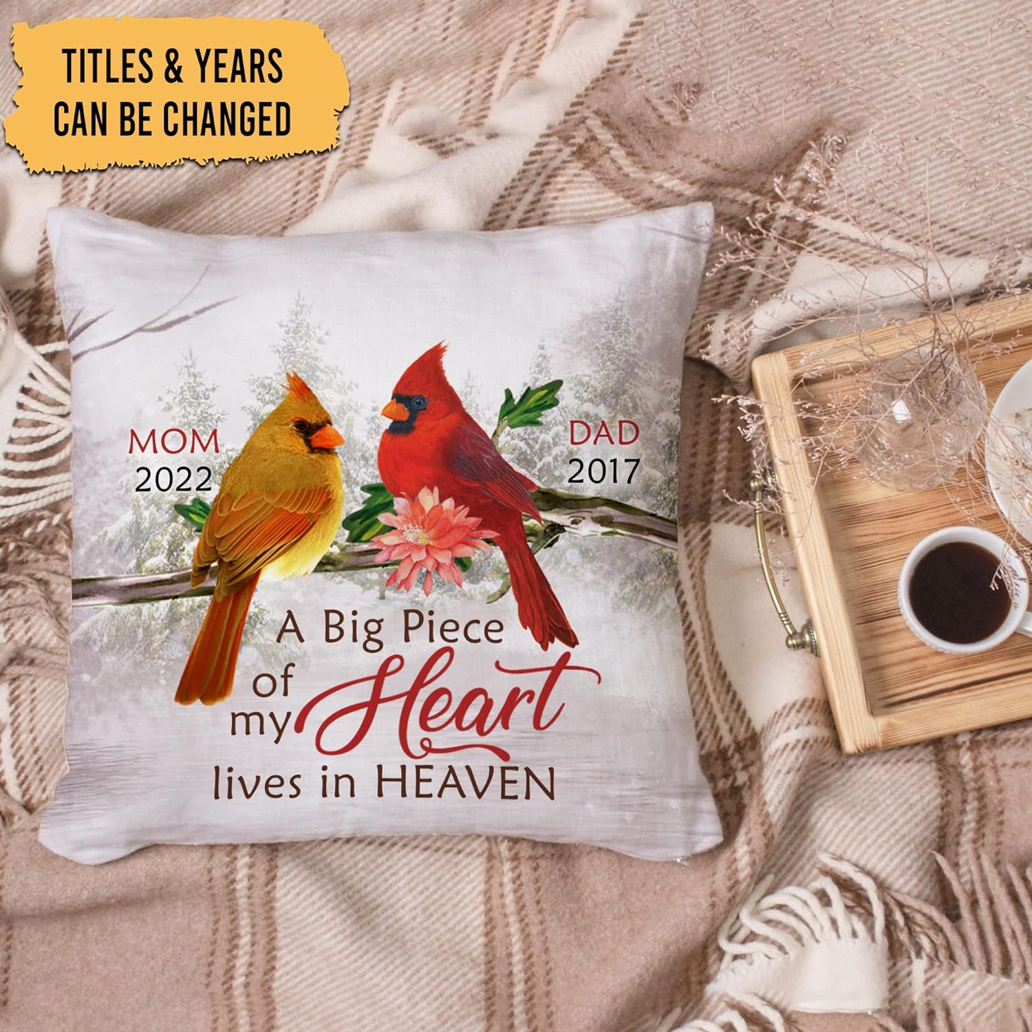 A Big Piece Of My Heart Lives In Heaven - Personalized Pillow (Insert Included)