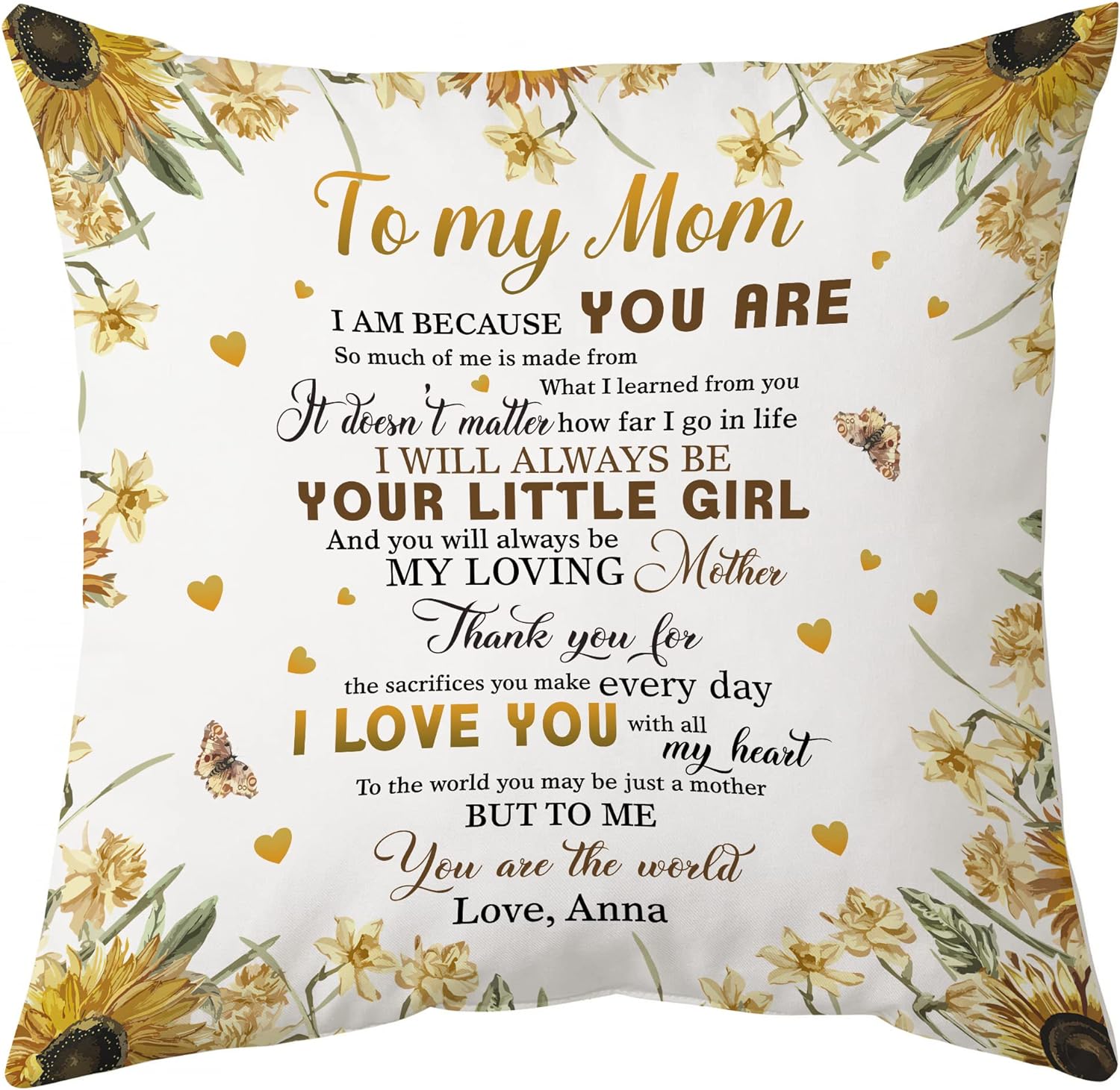 To My Mom Sunflower - Personalized Pillow(Insert Included)