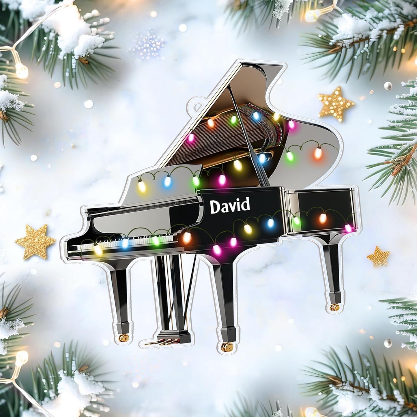 Grand Piano Cut Acrylic Ornament – Personalized Music Christmas Gift for Pianist, Teacher, or Music Lover