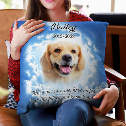 Paw Print Pet Memorial Personalized Pillow with Insert – Custom Name Photo Cushion – Healing Sympathy Gift for Dog Lovers