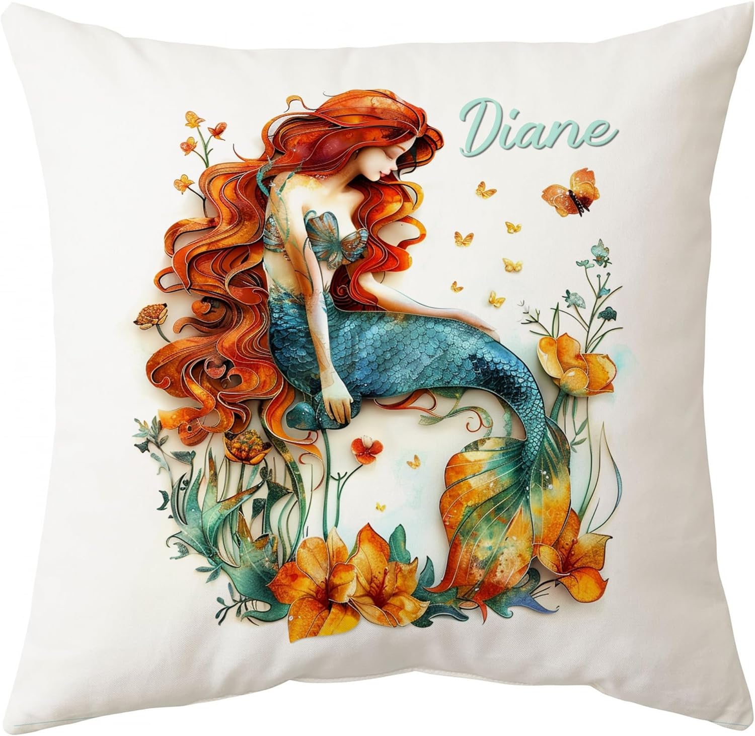 2D Printed Mermaid - Personalized Pillow (Insert Included)