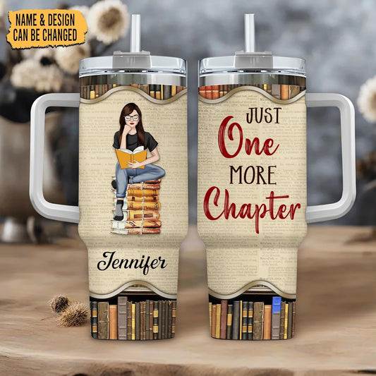 Book Lover Reading Tumbler 40oz with Handle & Straw – Personalized Stainless Steel Travel Cup with Lid – Unique Gift for Readers