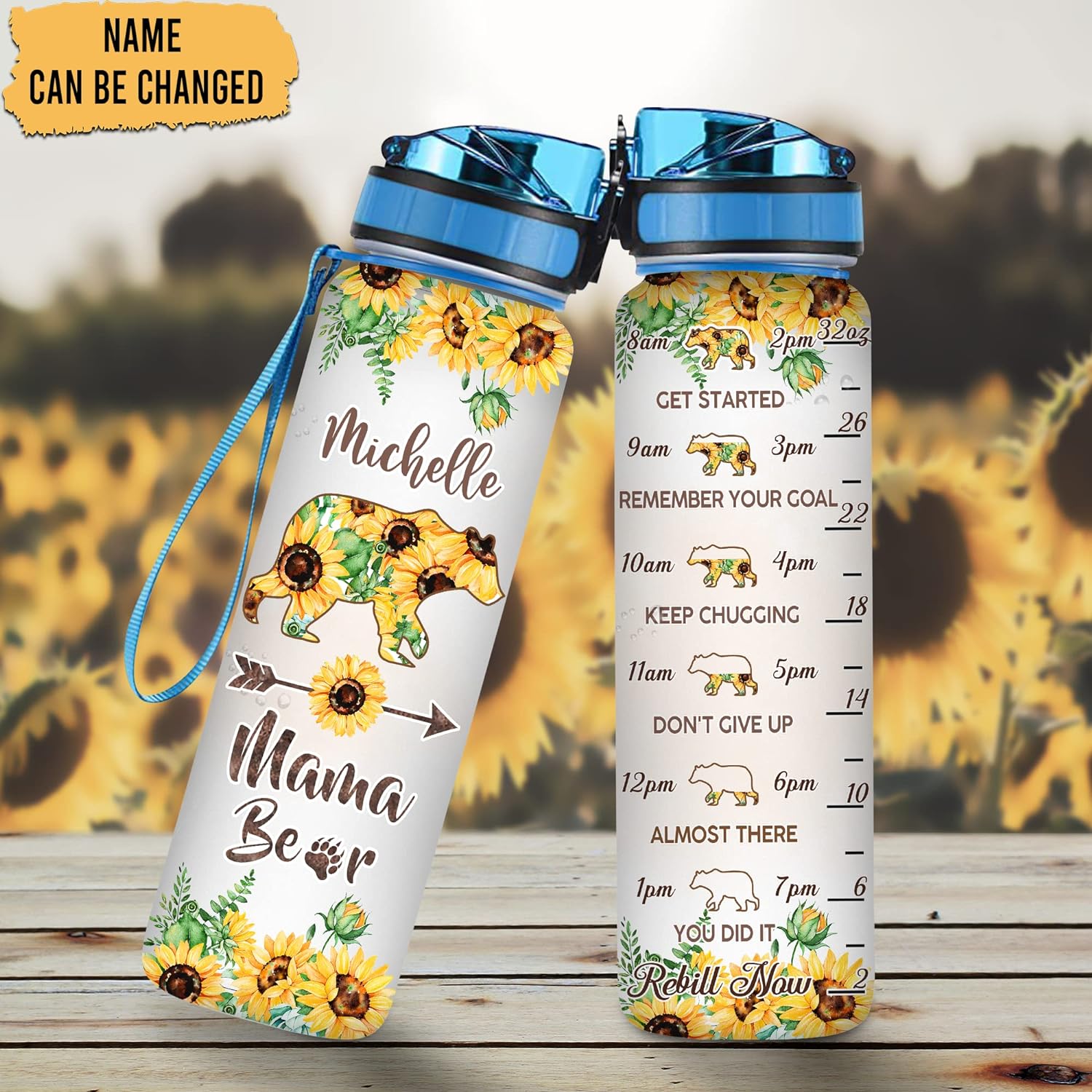 Mama Bear - Personalized Water Tracker Bottle 32oz