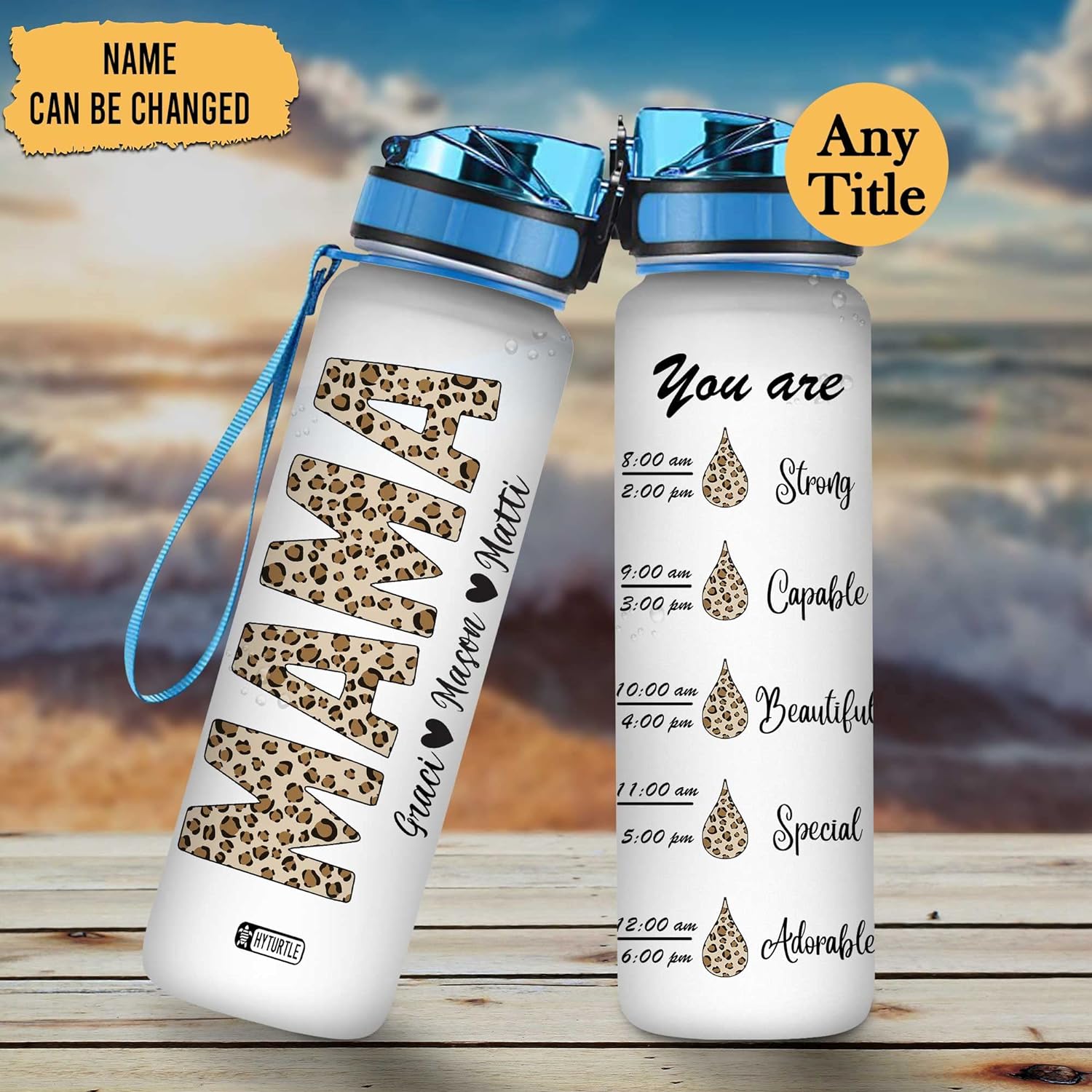 You Are Strong Capable - Personalized Water Tracker Bottle 32oz