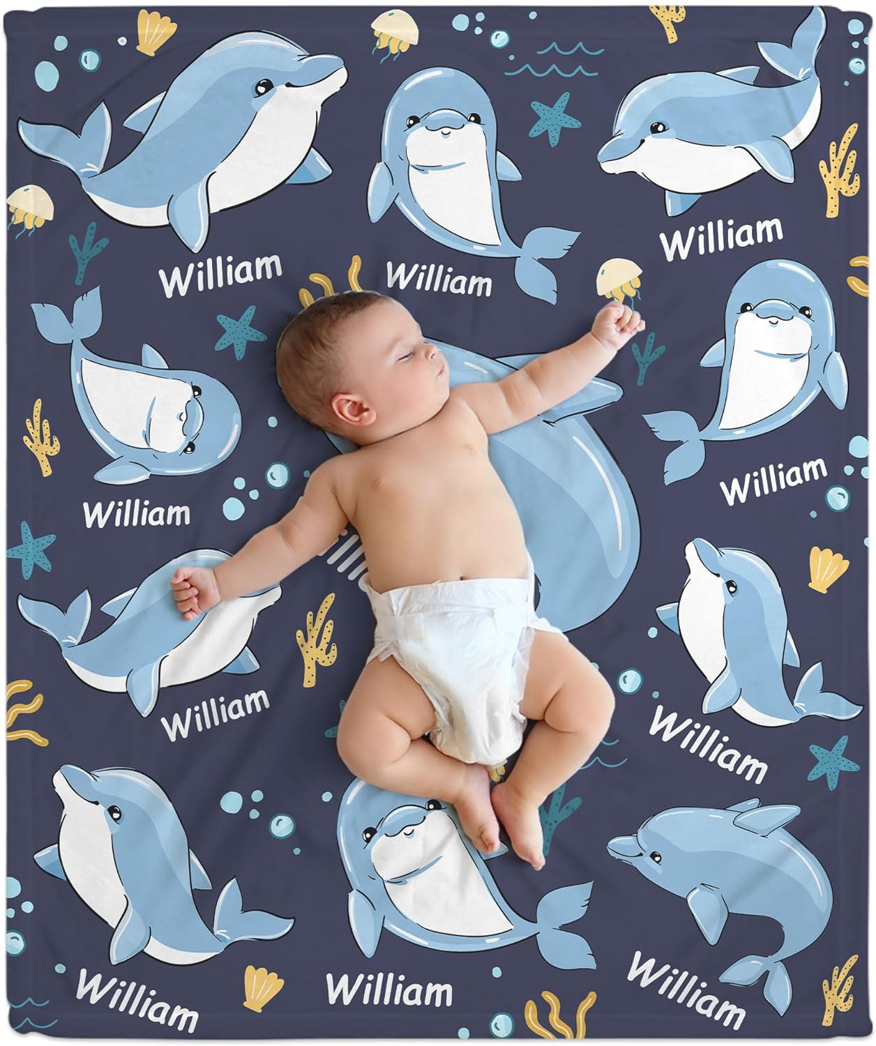 Dolphin Baby Blanket - Personalized Blanket