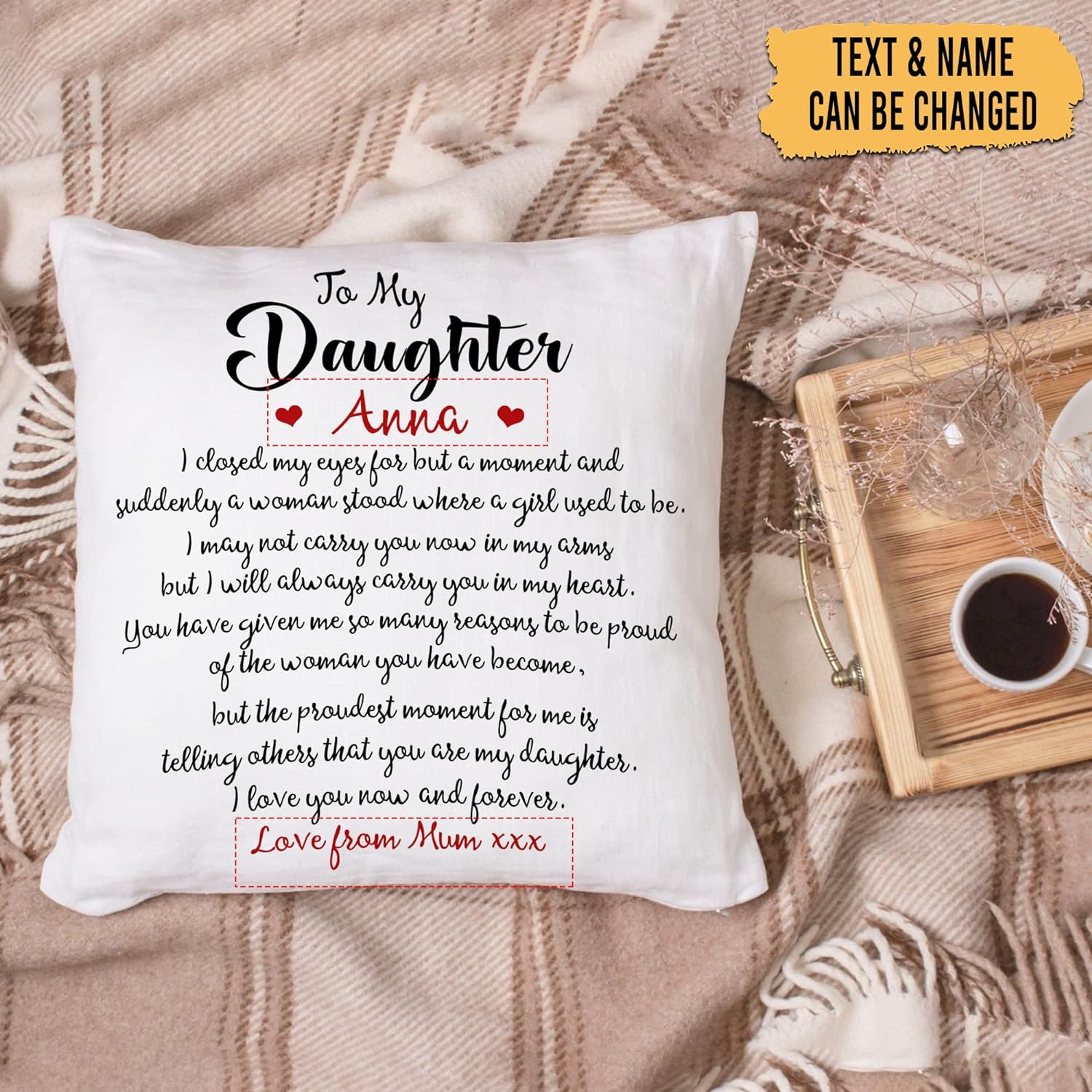 Daughter Theme - Personalized Pillow(Insert Included)