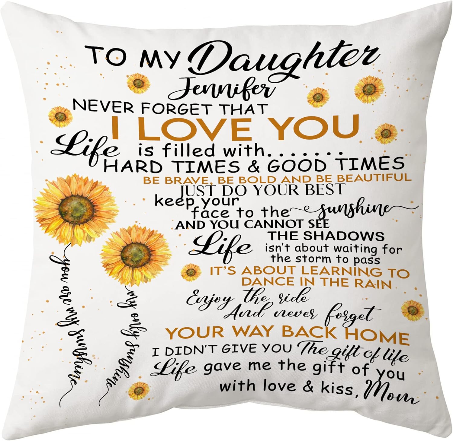 To My Daughter Sunflower - Personalized Pillow(Insert Included)