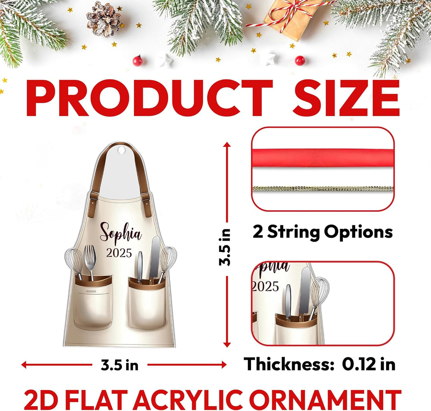 Baking Apron Personalized Acrylic Ornament – Custom Name Chef Keepsake – Unique Christmas Gift for Bakers, Moms, and Cooking Lovers