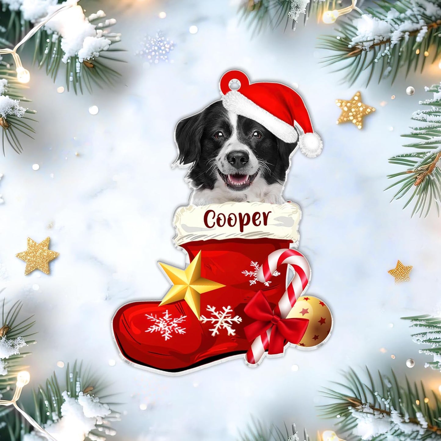 Dog Paw Print Cut Acrylic Ornament – Personalized Christmas Gift for Pet Lovers or Dog Moms – Custom Keepsake Tree Decoration
