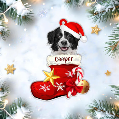 Dog Paw Print Cut Acrylic Ornament – Personalized Christmas Gift for Pet Lovers or Dog Moms – Custom Keepsake Tree Decoration